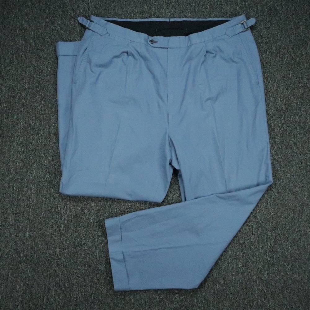 Ermenegildo Zegna Pants Men 38x29 Blue Milano Su Misura Pleated Straight Trouser